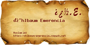 Öhlbaum Emerencia névjegykártya